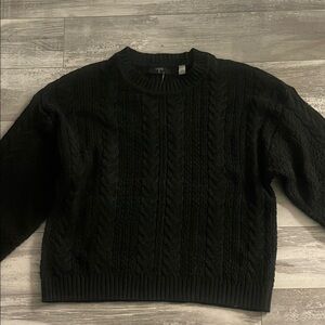 🔥BRAND NEW Tahari Black Crew Neck Sweater with Textured Knit